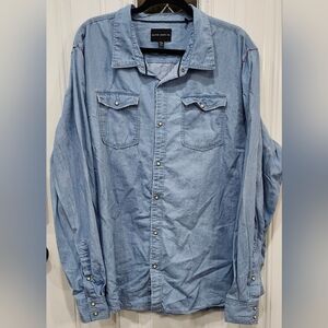 Silver Jeans Co. Light blue chambray snap front shirt men's size XXL